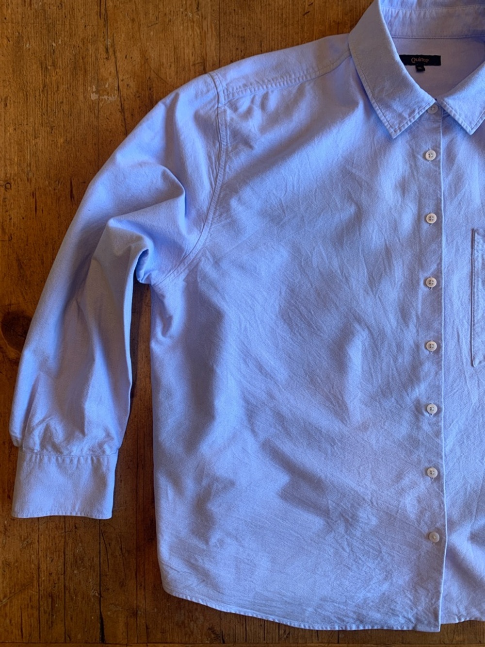 Quince Light Blue Womens Casual Button-Down Shirt - Picture 6 of 16